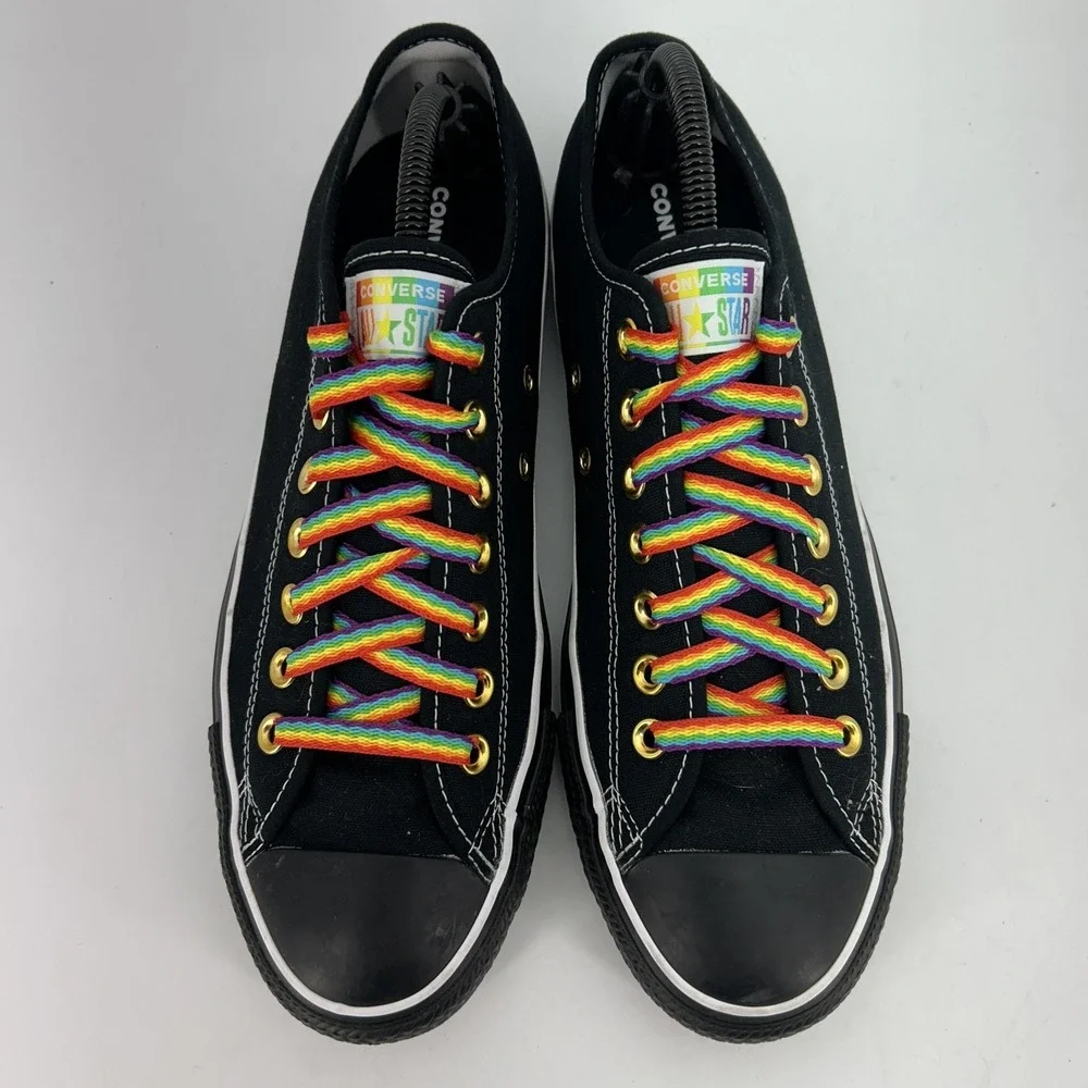 Converse All Star Shoes Mens Size 9 Black Rainbow Pride Low Top Lace Up Sneakers - Picture 2 of 14